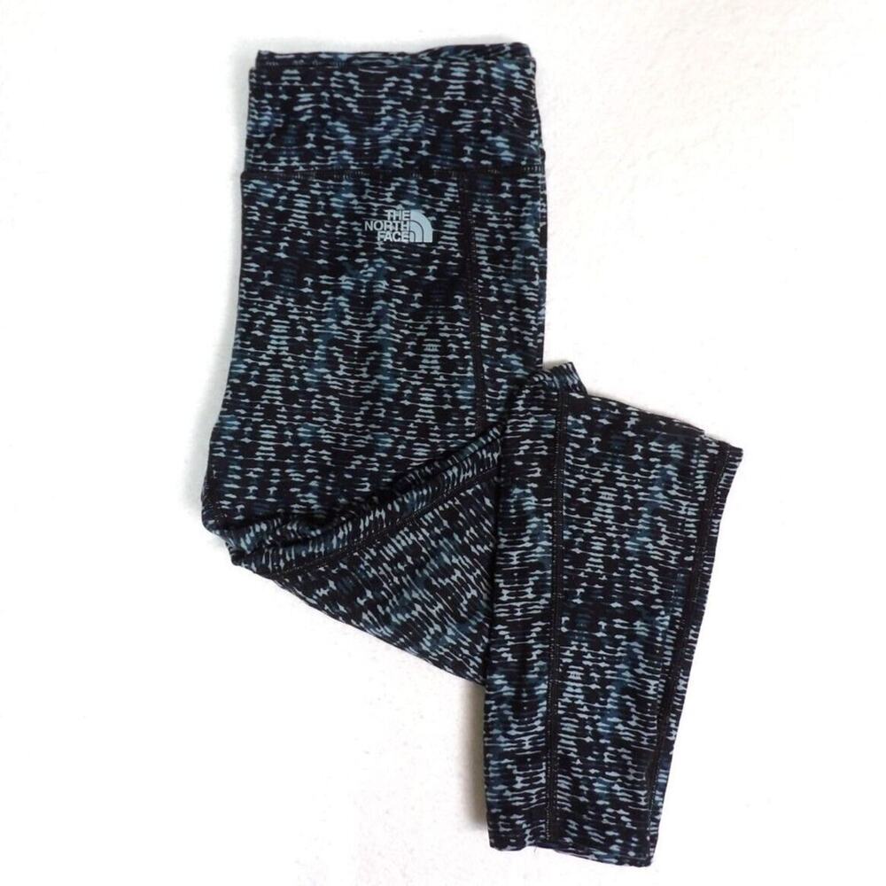 The North‎ Face Womens Medium Blue Black Leggings Activewear Athleisure Abstract